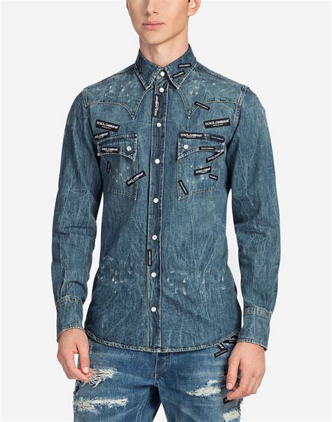 dolce gabbana mens shirts|dolce gabbana denim shirt.